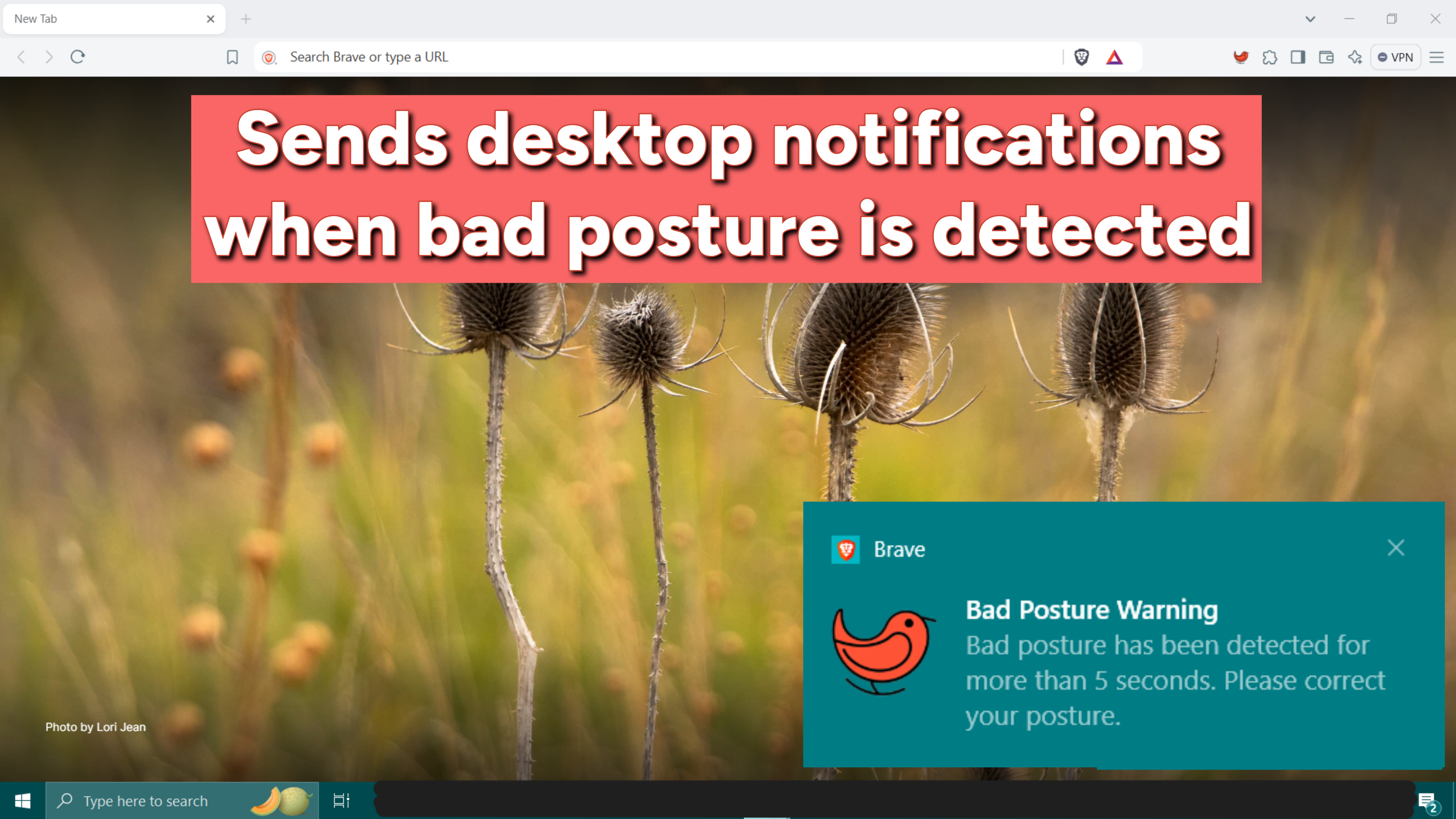Screenshot of desktop notification